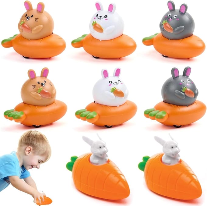 Easter Pull Back Auto's met Konijnen - Speelgoed voor Kinderen, Creatieve Activiteiten, Paasdecoratie