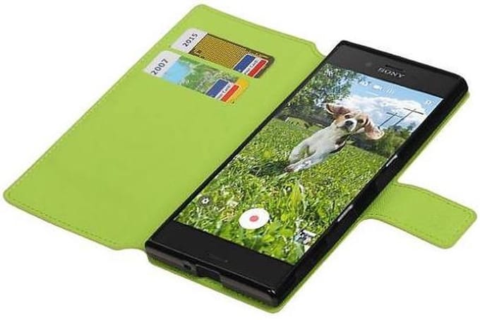 Cross Pattern TPU Bookstyle Wallet Case Hoesje Geschikt voor Xperia X Z Groen