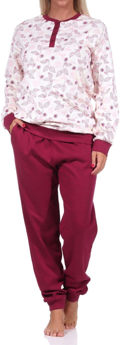 Noble dames interlock pyjama lang met manchetten - ook in overmaten - 212 201 96 105