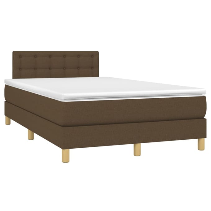 vidaXL - Boxspring - met - matras - en - LED - stof - donkerbruin - 120x200 - cm