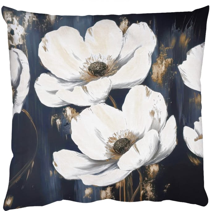 Sierkussens - Kussentjes Woonkamer - 60x60 cm - Bloemen - Wit - Abstract