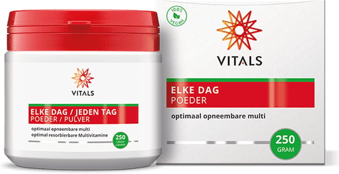 Vitals Elke Dag Poeder - 250 gram - multivitamine. Optimaal opneembare multi in poedervorm.