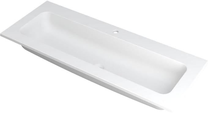 INK Faktor Wastafel Polystone Centraal met 1 Kraangat - 1200x450x15 mm - Mat Wit