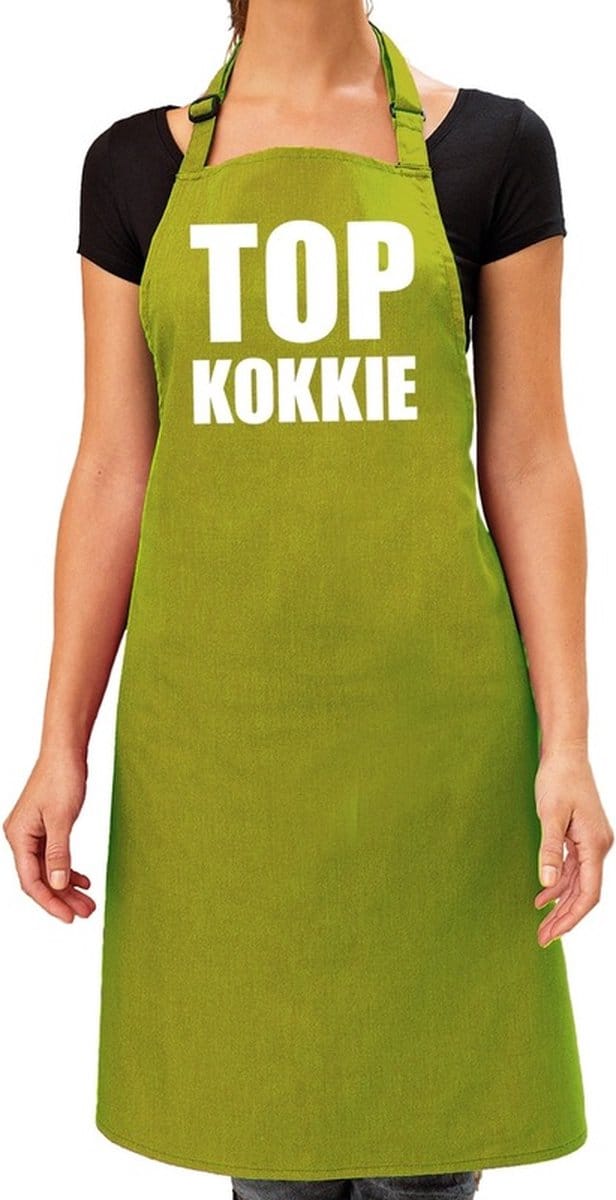 Top kokkie barbeque schort / keukenschort lime groen voor dames - bbq schorten