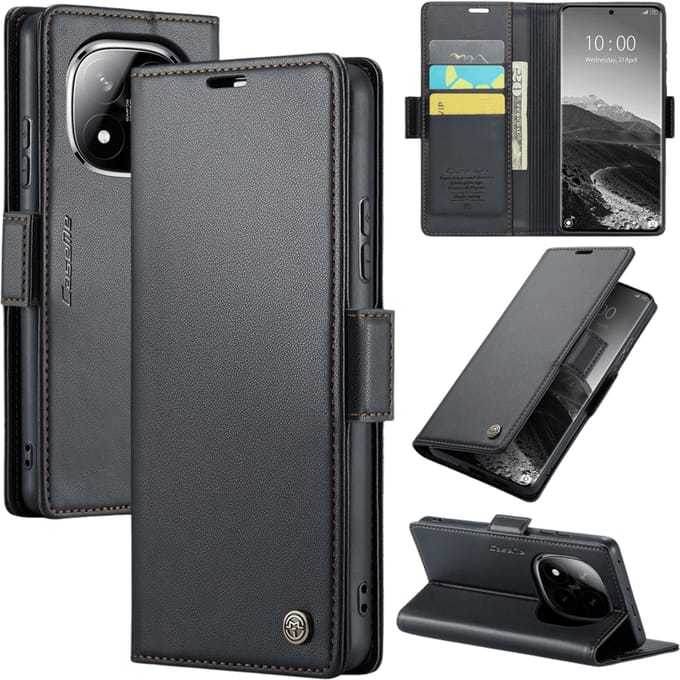 Caseme Xiaomi Redmi Note 14 Pro(+) Bookcase Hoesje Zwart
