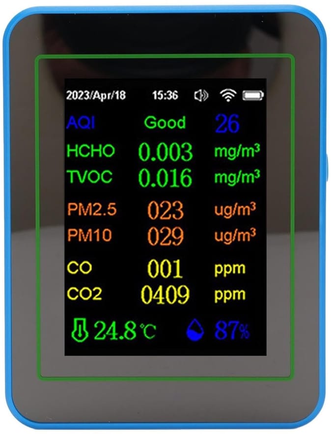 Luchtkwaliteitsmeter - Slimme Detector - Binnenhuis Meten - 12 Functies WiFi - Compact Draagbaar - Wit