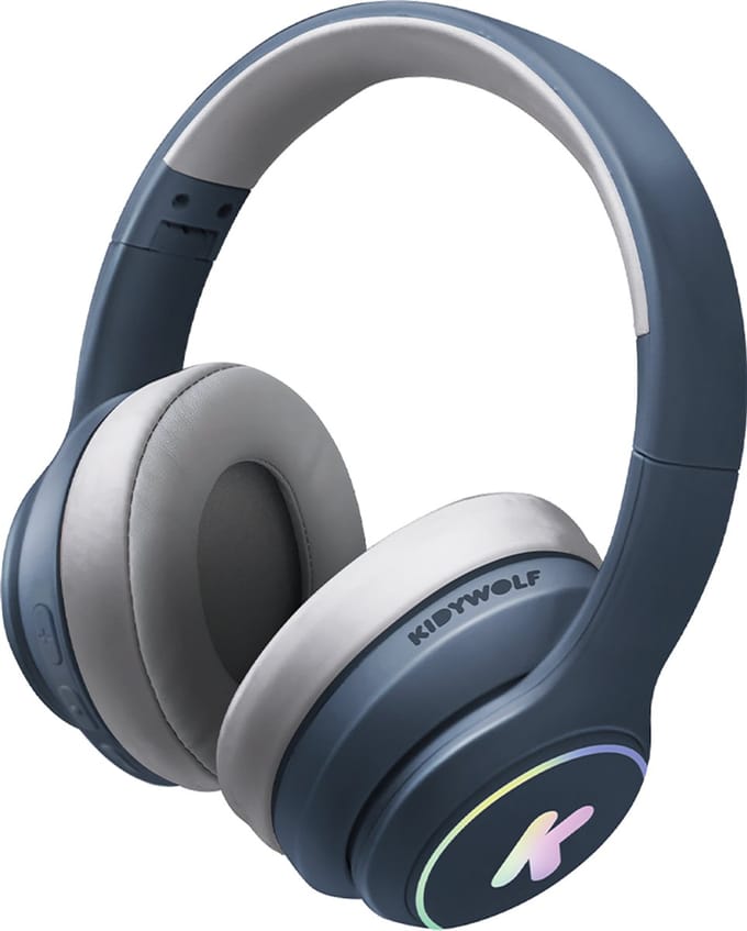 KIDYWOLF K-EARS Bluetooth Kinderkoptelefoon Blauw – 85dB Volume Limiet, Draadloos & Opvouwbaar, LED - 5+