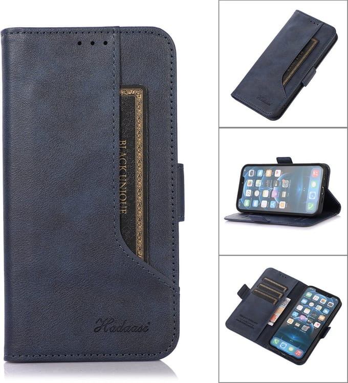 Bookcase geschikt voor Apple iPhone 13 Pro Max – PU Lederen Telefoonhoesje – Pasjeshouder - Blauw