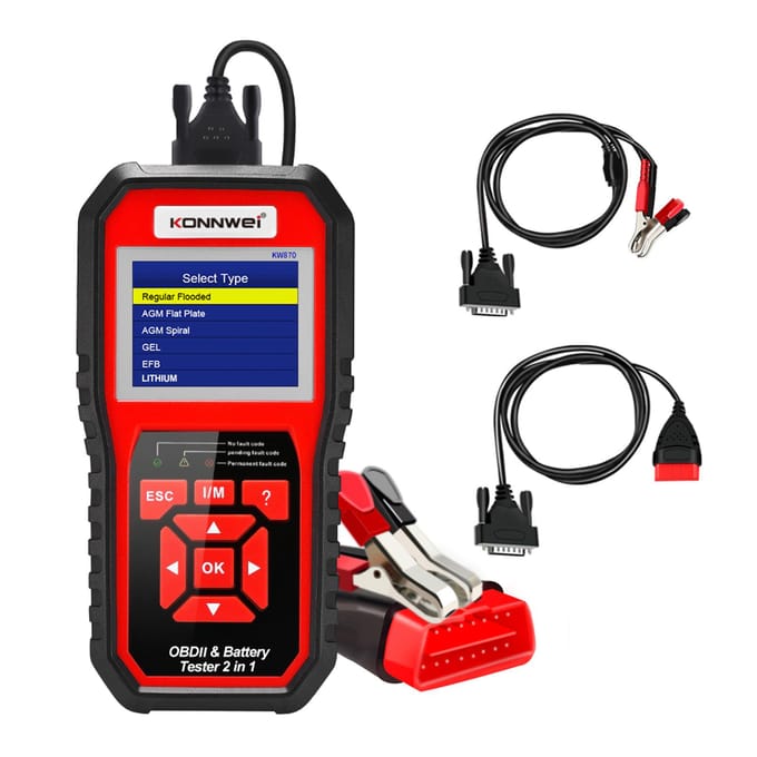 KONNWEI OBDII automatische diagnostische codescanner (KW870) Universele Auto Accu Tester 2-in-1 Auto Diagnostische Scan Tools rood
