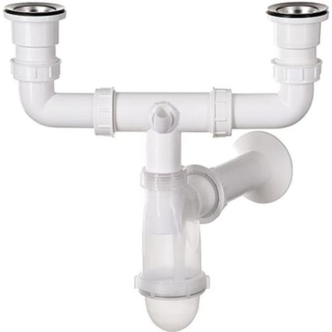 Siphon de Lavabo Double Transparent + Raccord Lave-Vaisselle