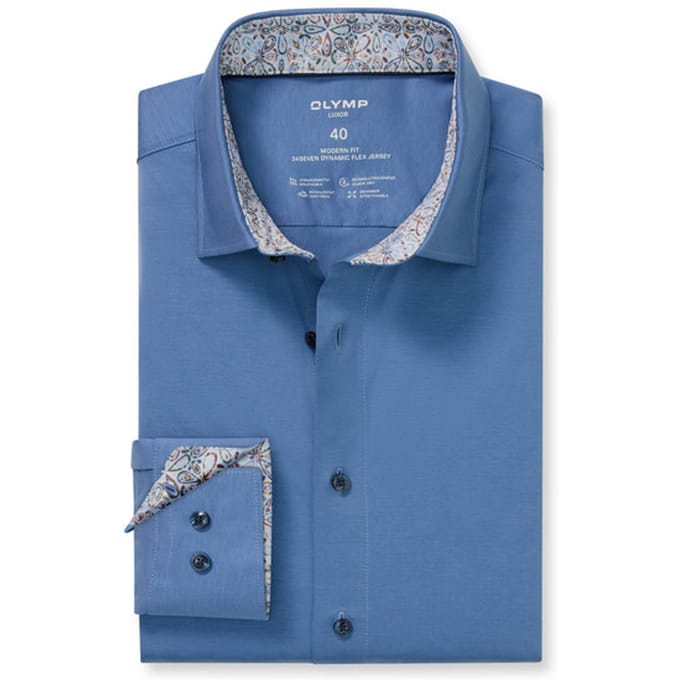 OLYMP Luxor 24/Seven Overhemd, Modern Fit, New Kent, Neurenbergs Blauw