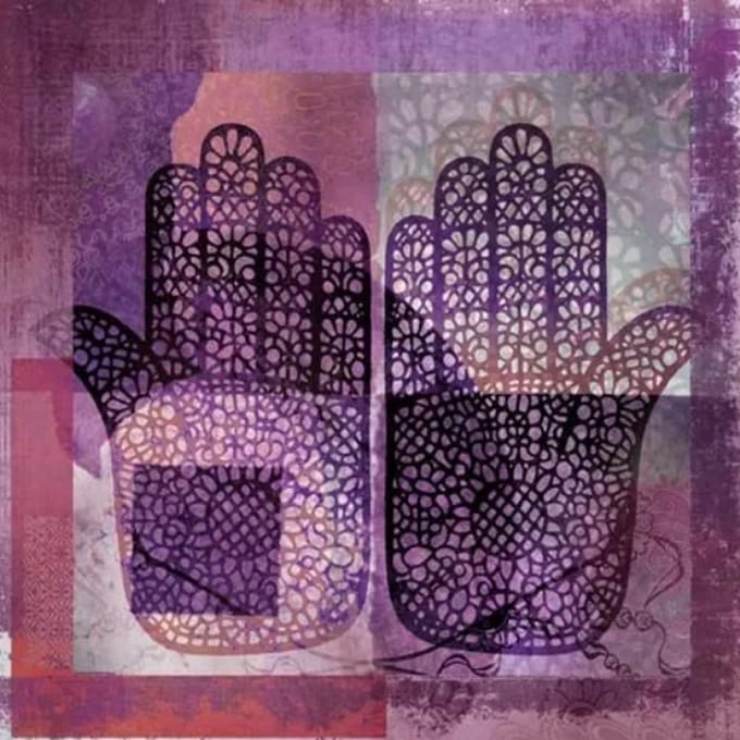 Safaary - Oosters schilderij Mehndi hands Dai Paars
