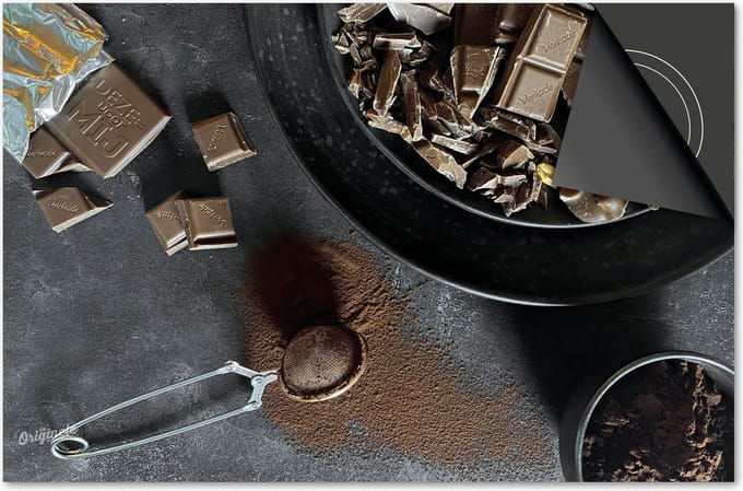 Inductie beschermer 60x60 - afdekplaat inductie mat - Dietrix Kookplaat beschermer - DELUXE - Flatlay - Chocolade reep