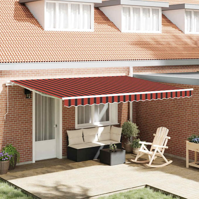 vidaXL - Uitschuifbare - luifel - Oranje - en - Bruin - 450 - x - 350 - x - 165 - cm