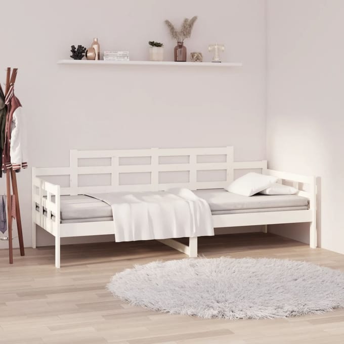 vidaXL - Slaapbank - massief - grenenhout - wit - 90x200 - cm