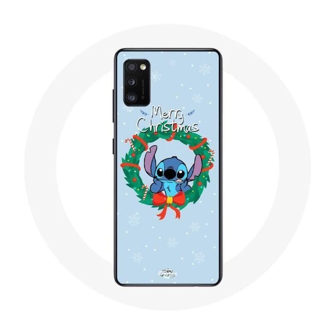 Coque pour Oppo A16 Stitch neige joyeux Noël bleu