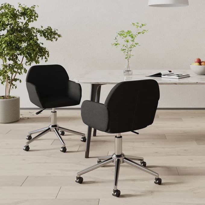 vidaXL - Eetkamerstoelen - draaibaar - 2 - st - stof - zwart