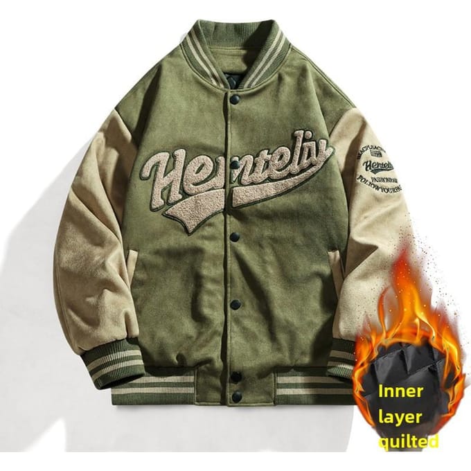 Retro Baseballjack Heren Katoen Verdikte Jas Baseballshirt L