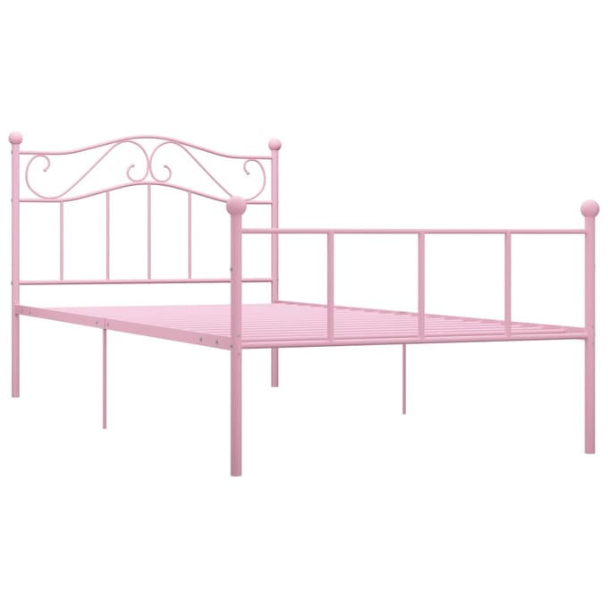 vidaXL - Bedframe - metaal - roze - 100x200 - cm