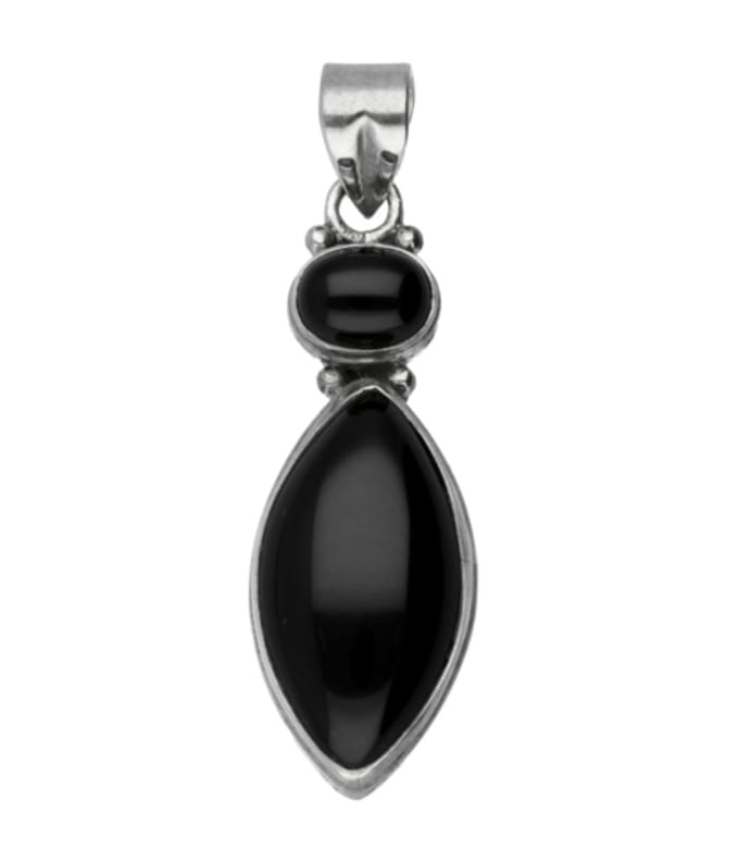 Zilveren Onyx duo kettinghanger