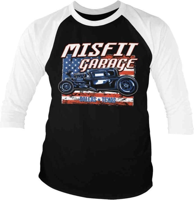 Misfit Garage Raglan top -M- Old Glory Zwart/Wit