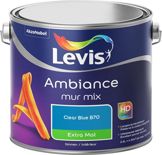Levis - Ambiance Mur Extra Mat Mix - Clear Blue B70 - Mengverf - 2,5 L