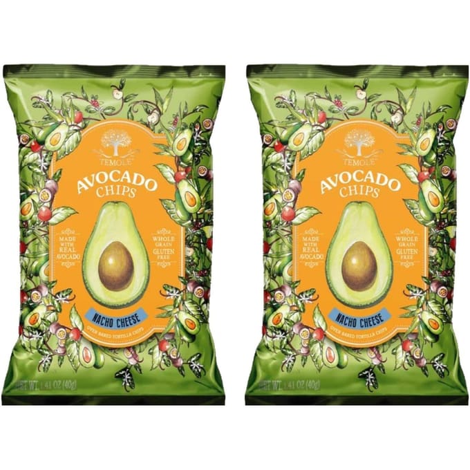 Temole Chips d'Avocat Salsa Tomate Snack Croustillant au Four 80g (40g x 2 Paquets) orange