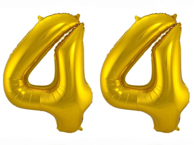 Folieballon 44 jaar - Goud - 86 cm