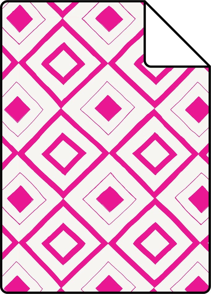 Proefstaal ESTAhome behang ruiten fuchsia roze - 26.5 x 21 cm - 138862-S