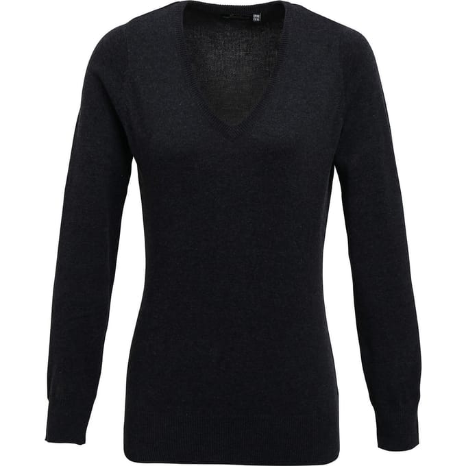 Premier Dames/Dames Gebreid Katoen Acryl V Hals Sweatshirt (Houtskool)