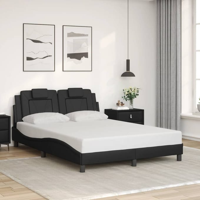 vidaXL - Bedframe - "Viana" - zonder - matras - kunstleer - zwart - 140x190 - cm