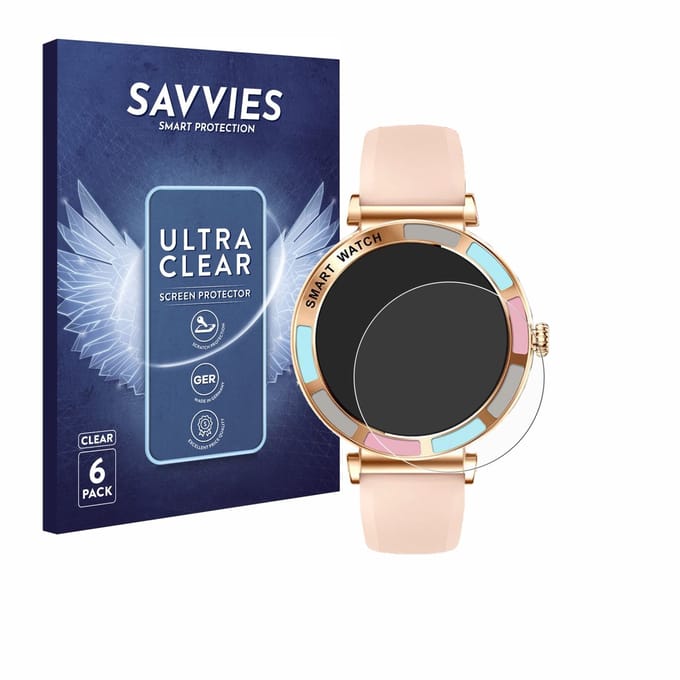 Savvies - Screenprotector voor Braidol Smartwatch 1.27" - Folie Beschermfolie transparant 6 Stuks