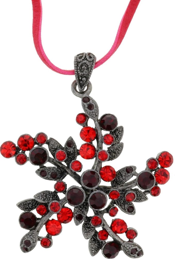 Behave - Ketting Met Bloemenhanger - Rood - Romantische Statementstijl