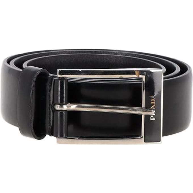 Prada Logo Gespriem Belts van Zwart Leer
