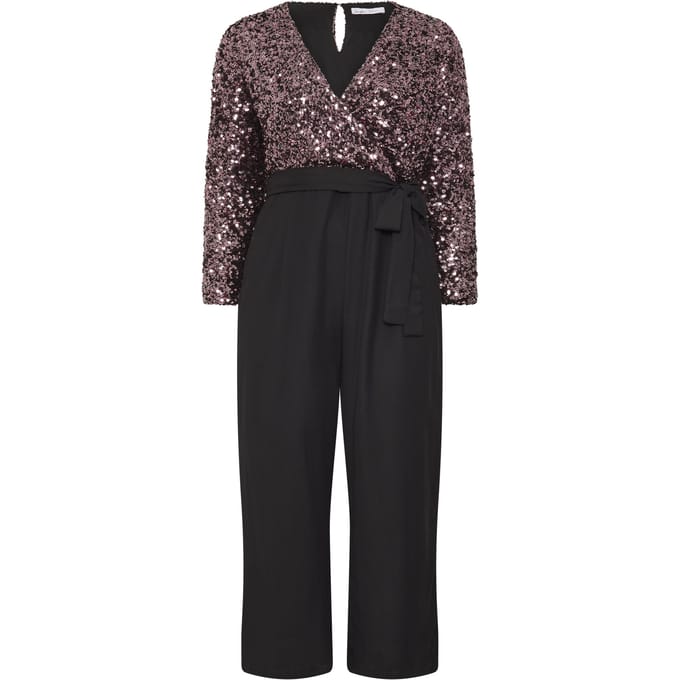 Yours London Chocoladebruine 2In1 Jumpsuit Met Pailletten Size 48