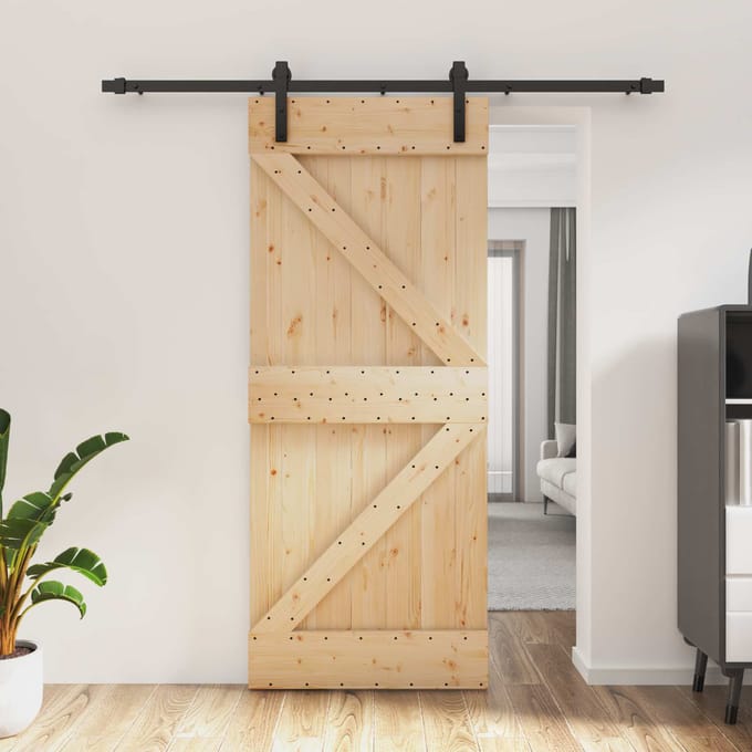 vidaXL - Schuifdeur - 85 - x - 210 - cm - Massief - Pine - Hout - (Onbehandeld)