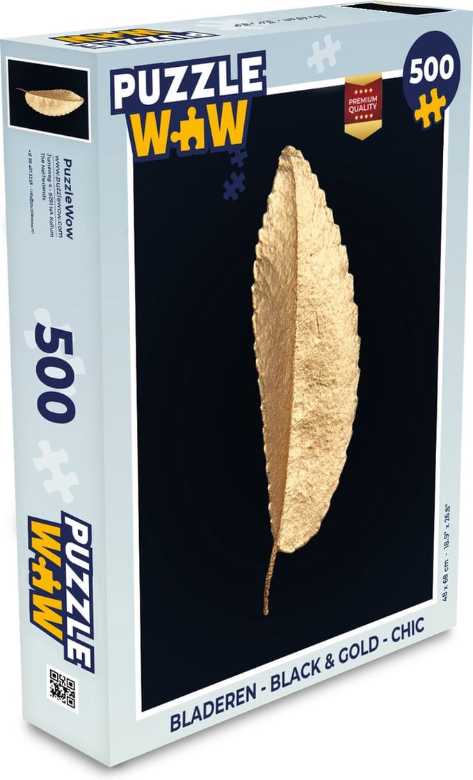 Puzzel Bladeren - Black and gold - Luxe - Chic - Natuur - Legpuzzel - Puzzel 500 stukjes