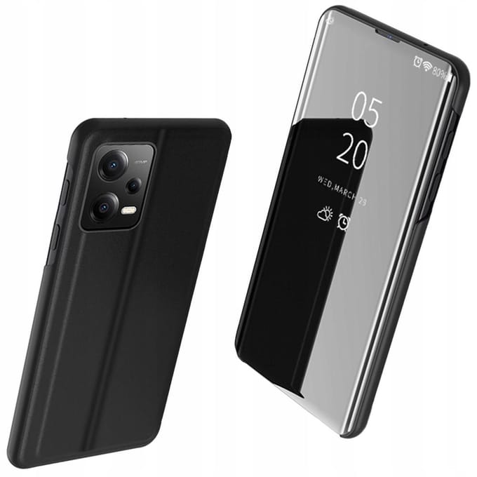 Hurtel Clear View Case Cover for Xiaomi Redmi Note 12 Pro+ with a Flip Cover Black