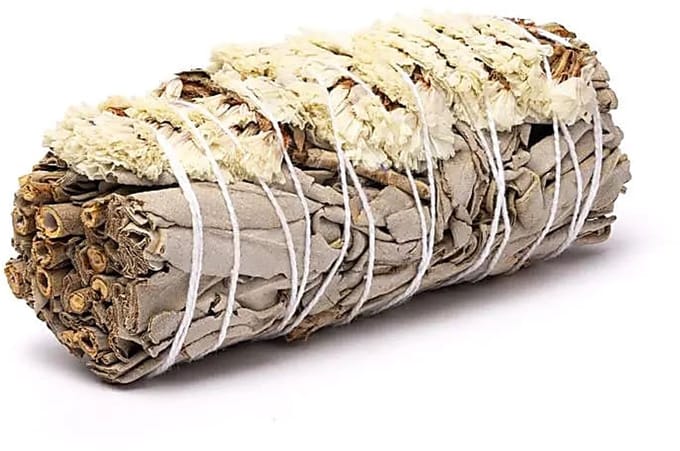 Witte salie smudge met witte sinuata – Set van 4 stuks