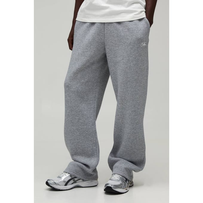Basic Baggy Men's Script Joggingbroek | Grey Marl | Size 5XL