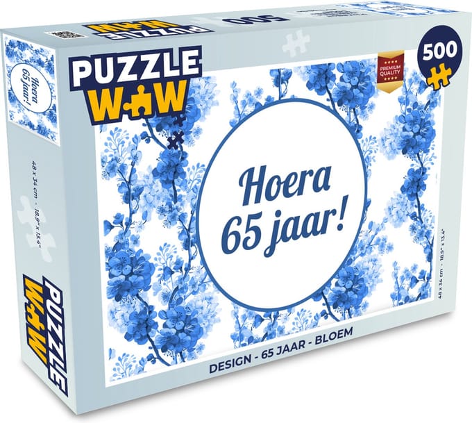 Puzzel Design - 65 jaar - Bloem - Legpuzzel - Puzzel 500 stukjes