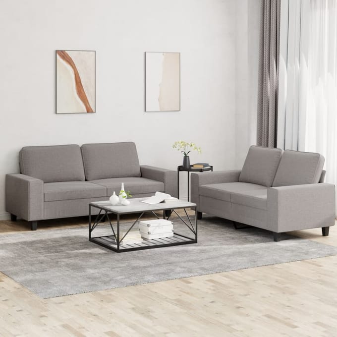 vidaXL - 2-delige - Loungeset - stof - taupe
