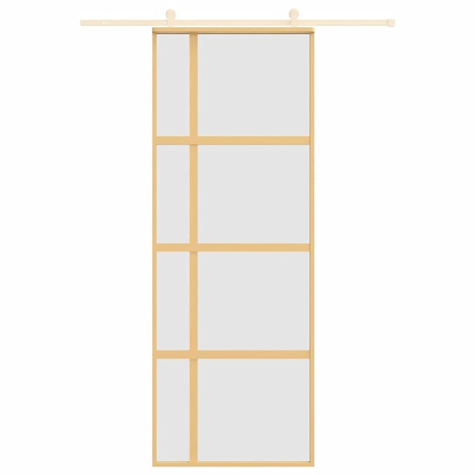 vidaXL - Schuifdeur - 76x205 - cm - mat - ESG-glas - en - aluminium - goudkleurig