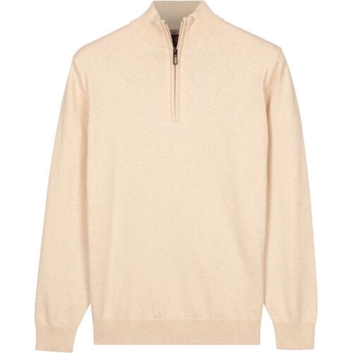 Baileys Trui Solid Color Half Zip Single Knit Marshmallow / male