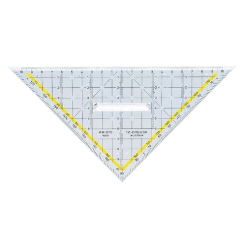 Geodriehoek Aristo 1650/2 225mm met greep transparant