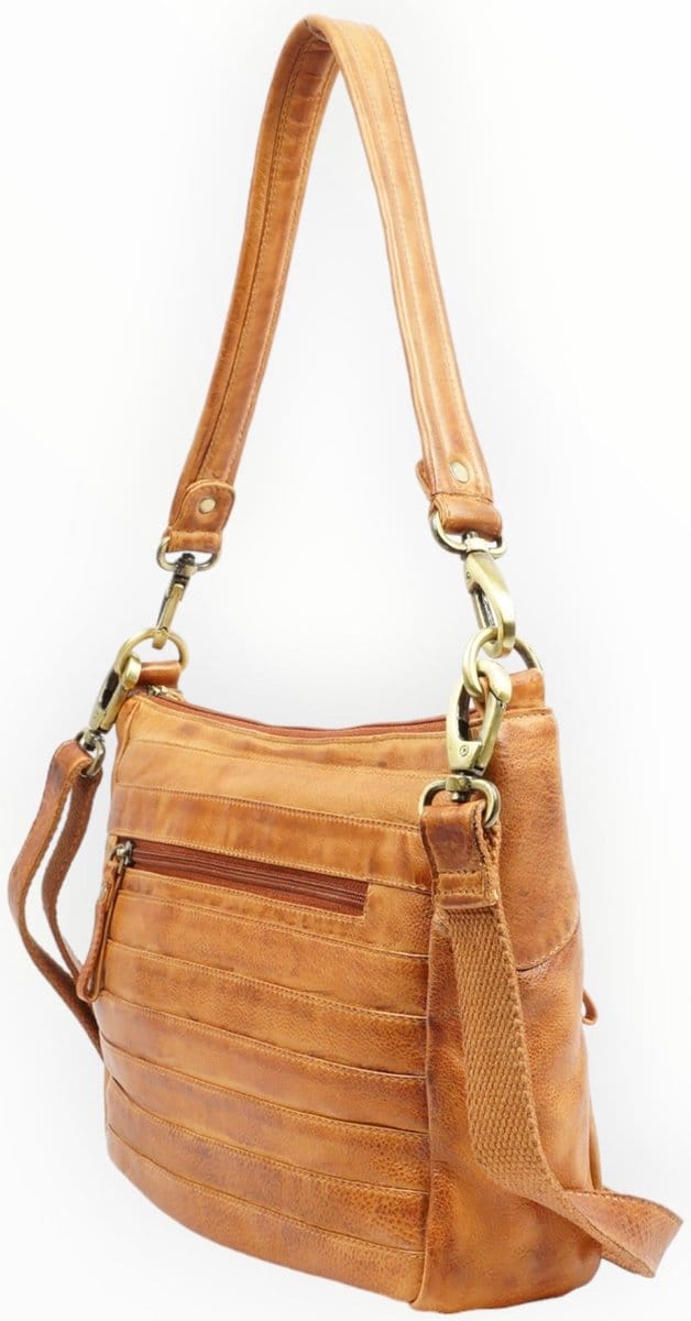 Bizzoo pouch with long and short strap cognac