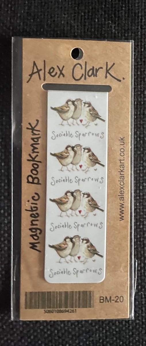 Alex Clark Sociable sparrows Magnetic Bookmark ~ Set van twee magnetische boekenlegger vogels