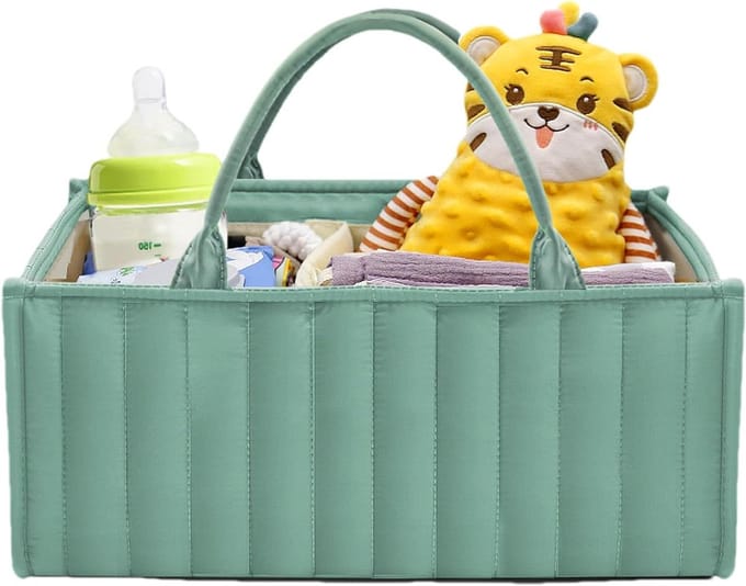 Luier Organizer - Baby Opberger - Babykamer Organiseren - Flexibele Scheidingswanden - 38x25x17 cm - Groen
