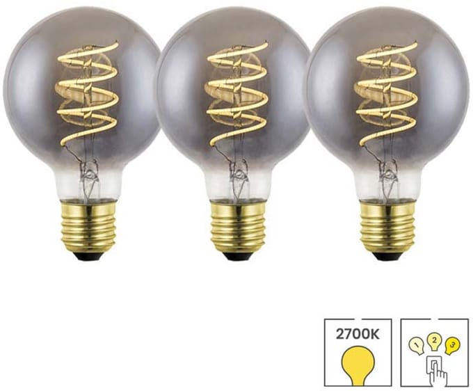 Lybardo - E27 LED Lamp - 3-pack - 3 staps Dimbaar - 80mm - 1.8W - 2700K Warmwit Licht