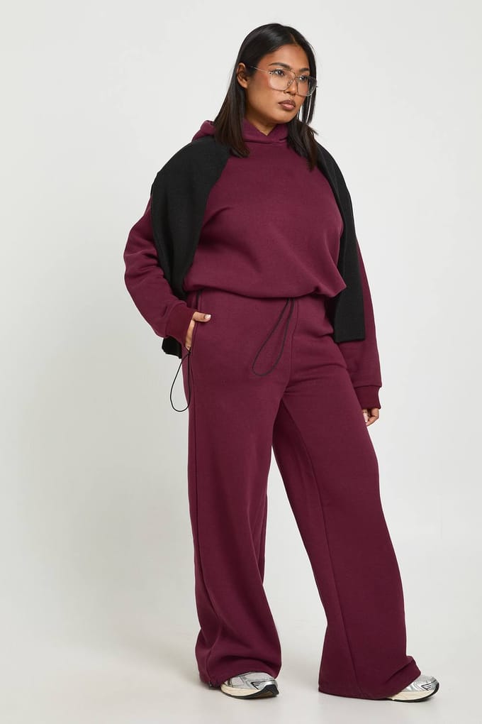 boohoo Dames Plus Toggle Oversized Hoodie | Berry | Maat: 16